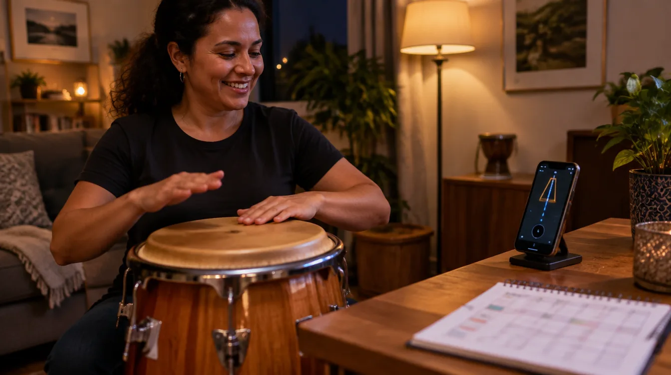 Practicar congas en casa con metrónomo siguiendo un plan diario