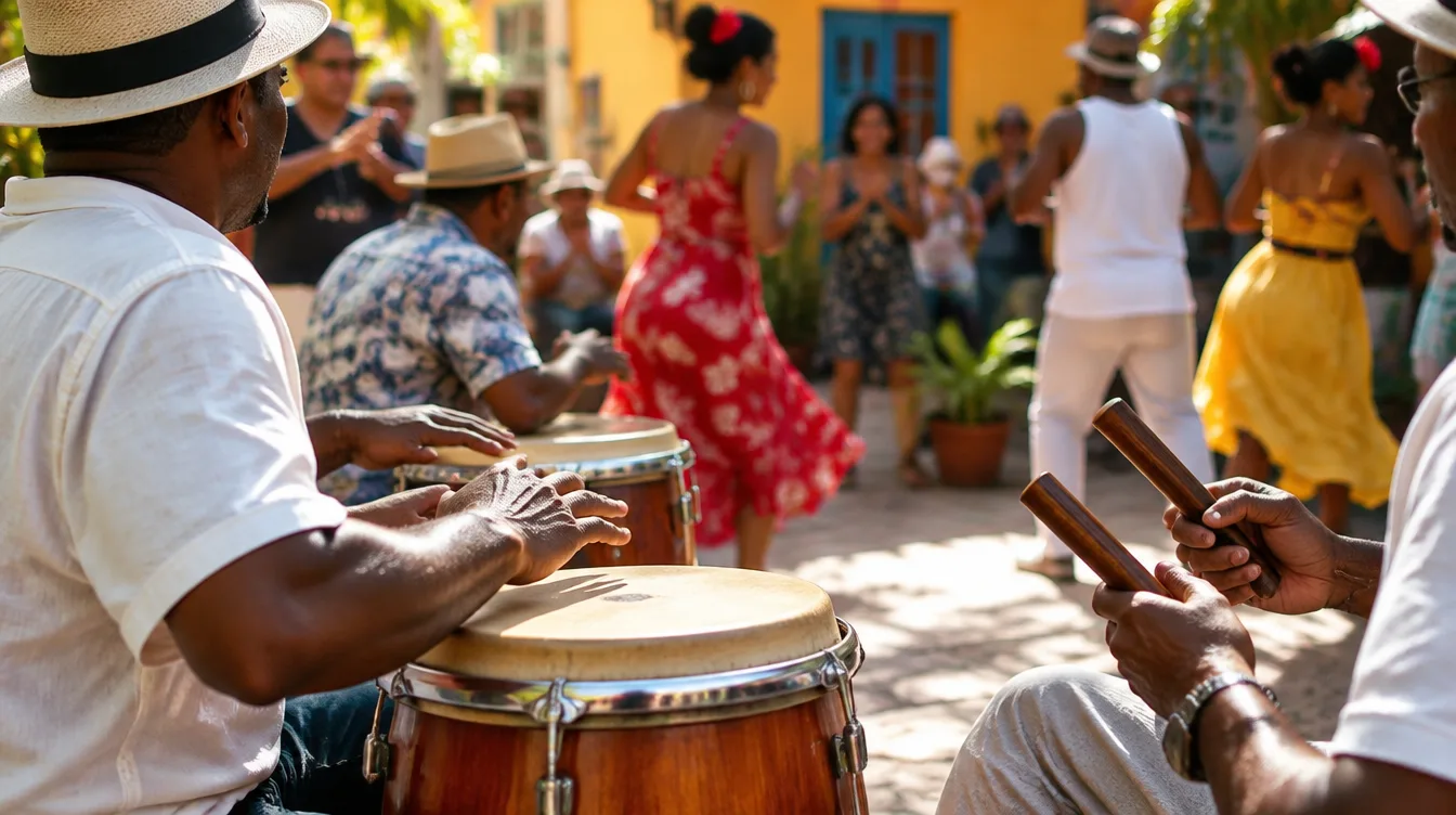 Rumba cubana con congas y claves: ritmos afrocubanos en vivo
